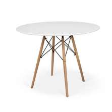 Mesa De Jantar Redonda Eames Eiffel Wood 90cm Branca
