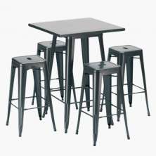 Mesa alta bistrô de bar + 4 banquetas altas Iron Tolix