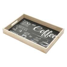 Bandeja Coffee Preta e Carvalho 4x25x35 cm