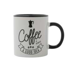 Caneca Coffee Branca e Preta 7,3x6,7x6,7 cm