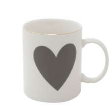 Caneca Coração Branca e Preta 9,6x8x8 cm