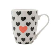 Caneca Corações Branca e Preta 10,6x5,3x8,2 cm