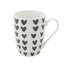 Caneca Corações Branca e Preta 10,6x8,6x5,3 cm