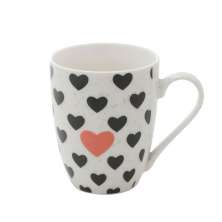 Caneca Corações Branca e Preta 9,3x7,3x8,5 cm