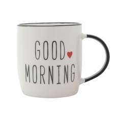 Caneca Good Morning Branca e Preta 9,3x7,3x8,5 cm
