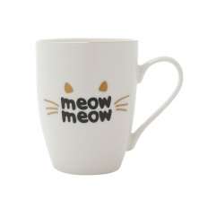 Caneca Meow Meow Branca e Preta 10,6x5,3x8,2 cm