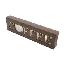 Placa Decorativa Coffee Marrom 8,5x30x3,5 cm