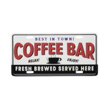 Placa Decorativa Coffee Preta e Branca 15x30x0,6 cm