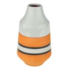 Vaso Decorativo Tribal I Cinza e Laranja