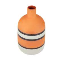 Vaso Decorativo Tribal III Cinza e Laranja