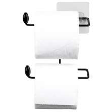 Suporte para Papel Higiênico Duplo Preto em Aço com Fixação Adesiva Parede Utimil