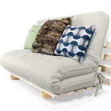 Sofa Cama Casal Futon Oriental Branco Off Acquablock Com Madeira Maciça