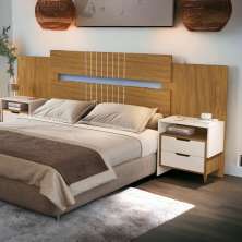 Cabeceira Ajustável Luiza Nature e Off White Cambel