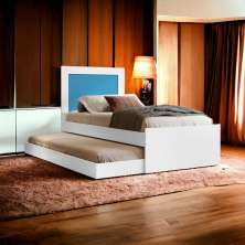 Cama Bibox Solteiro Luara com Aplique e 02 Colchões Cambel