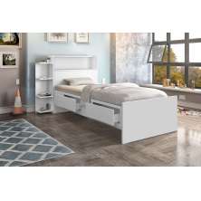 Cama Isa Solteiro Branco com Colchão Cambel