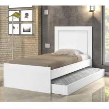Cama Luara Solteiro 0,88Cm Com Auxiliar Branca E Dois Colchões - Cambel