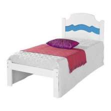 Cama Solteiro Iris Branco / Azul / Branco