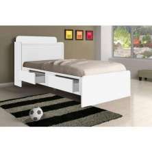 Cama Solteiro Tamires Baú Branco Com Gavetas