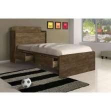 Cama Tamires Solteiro 0,88Cm Castanho Com Capitonê Nogal - Cambel