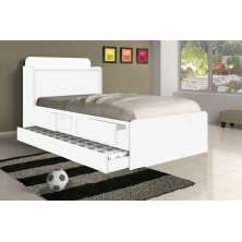 Cama Tamires Solteiro 0,88Cm Com Auxiliar Branco E Dois Colchões - Cambel