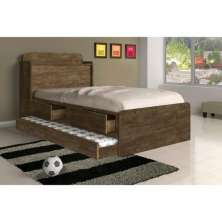 Cama Tamires Solteiro 0,88Cm Com Auxiliar Castanho - Cambel