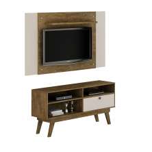 Rack Houston com Painel America para TVs de ate 50 Polegadas Valdemoveis Ipê/Off White