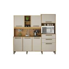 Armario de Cozinha Completa Sena 7 Portas 2 Gavetas Valdemoveis Cinamomo/Off White
