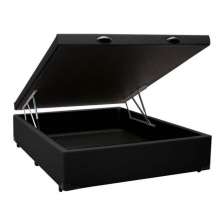 Base Baú Viúva - Corino Preto p/ Colchão 1,28cm X 1,88cm