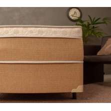 Cama Box de Casal + Colchão Molas Ensacadas de Chenille Bege