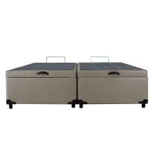 Cama King Baú 1,92cm x 2,03cm Bipartida Corino Bege
