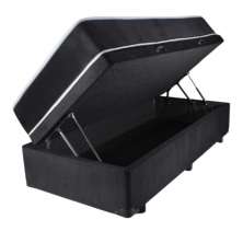 Cama Solteirão Box Baú  P/ Colchão 0,96cm x 2,03cm Suede Preto