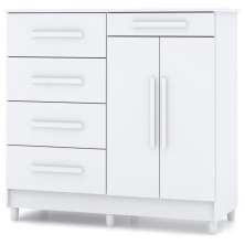 Cômoda Sapateira Quarto 5 Gavetas 2 Portas MDP Sirios Branco