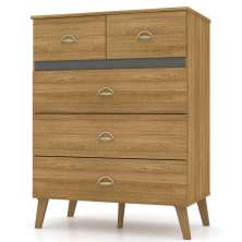 Cômoda para Quarto com 5 Gavetas MDP Zabi Nature/Alasca