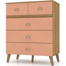 Cômoda para Quarto com 5 Gavetas MDP Zabi Nature/Camarim