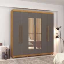 Guarda Roupa 6 Portas Com Espelho Audi Nature Alasca