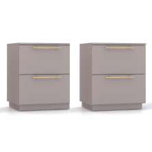 Kit 2 Mesas De Cabeceira Dubai 2 Gavetas Fendi VR
