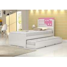 Cama Bibox Solteiro Luiza Branca E Rosa Com Auxiliar Vitamov
