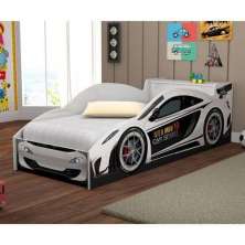 Cama Infantil Carro De Corrida Branco Vitamov