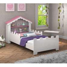 Cama Infantil Magia Branca E Rosa Com Colchão Vitamov