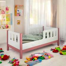 Cama Juvenil com Proteção Encanto Branca e Rosa