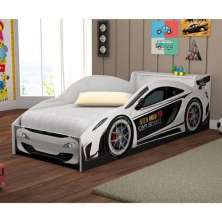 Cama Solteiro Carro De Corrida Branco Vitamov