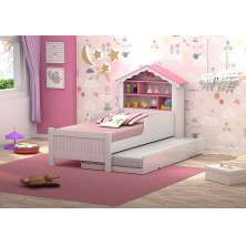 Cama Solteiro Princesa Branca e Rosa com Auxiliar Vitamov