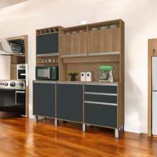 Cozinha Moderna 06 Portas Smart Freijó E Grafite