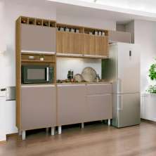 Cozinha Smart Torre Armário Geladeira Balcão  Freijó E Connect