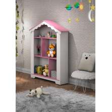 Estante Princesa com nichos e prateleiras Branco/Rosa - Vitamov