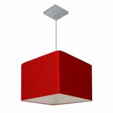 Lustre Pendente Quadrado Md-4059 Cúpula em Tecido 21/35x35cm Bordô - Bivolt