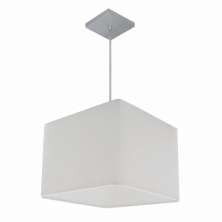 Lustre Pendente Quadrado Md-4059 Cúpula em Tecido 21/35x35cm Branco - Bivolt