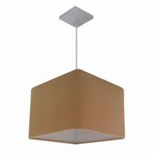 Lustre Pendente Quadrado Md-4059 Cúpula em Tecido 21/35x35cm Palha - Bivolt