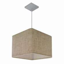 Lustre Pendente Quadrado Md-4059 Cúpula em Tecido 21/35x35cm Rústico Bege - Bivolt
