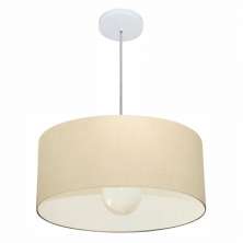 Pendente Cilíndrico 4052 Cúpula em Tecido 50x21cm Algodão Crú- Bivolt